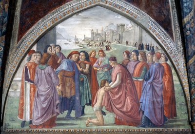 St. Franciscus doet afstand van zijn erfenis, uit een cyclus van het leven van St. Franciscus, 1486 door Domenico Ghirlandaio